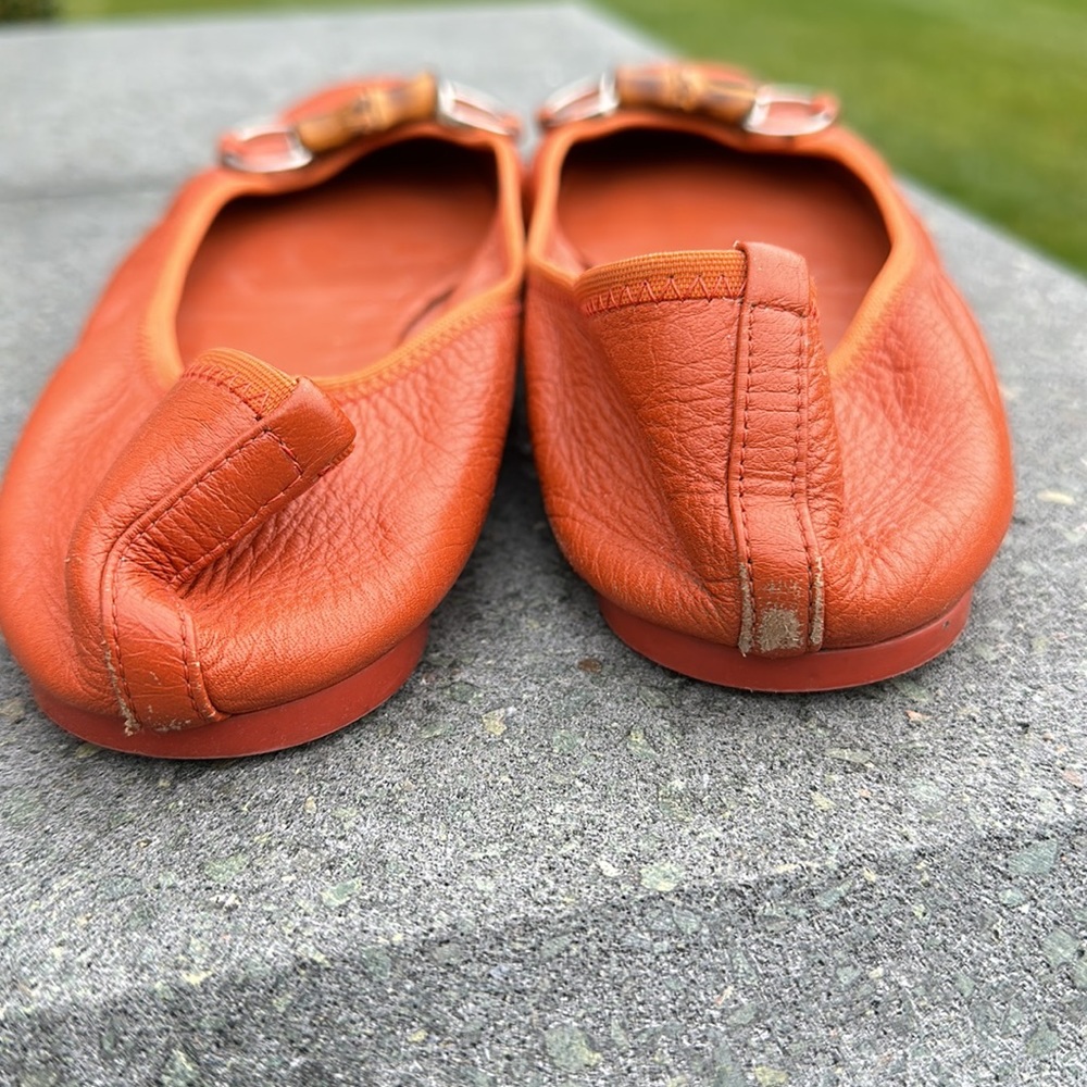 Gucci Orange Leather Bamboo Bit Flats - Picture 4 of 4